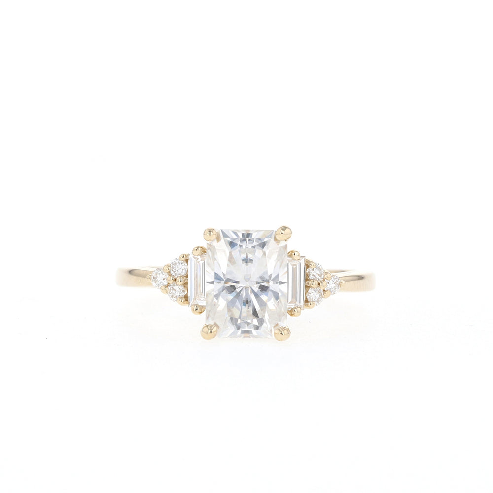 1.70CT Radiant Moissanite Cluster Diamond Engagement Ring