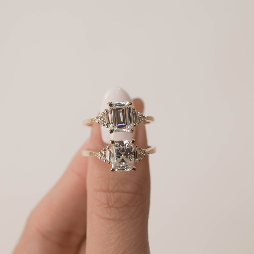 1.70CT Radiant Moissanite Cluster Diamond Engagement Ring