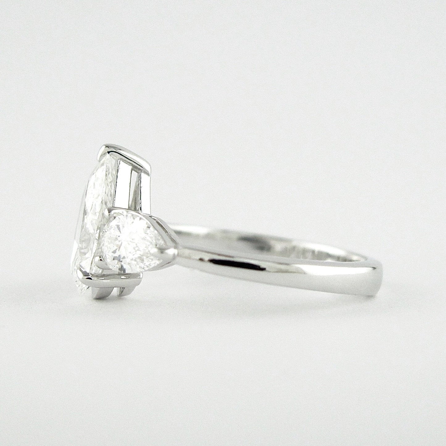 1.50CT Pear Cut Moissanite 3 Stone Engagement Ring in 14K White Gold