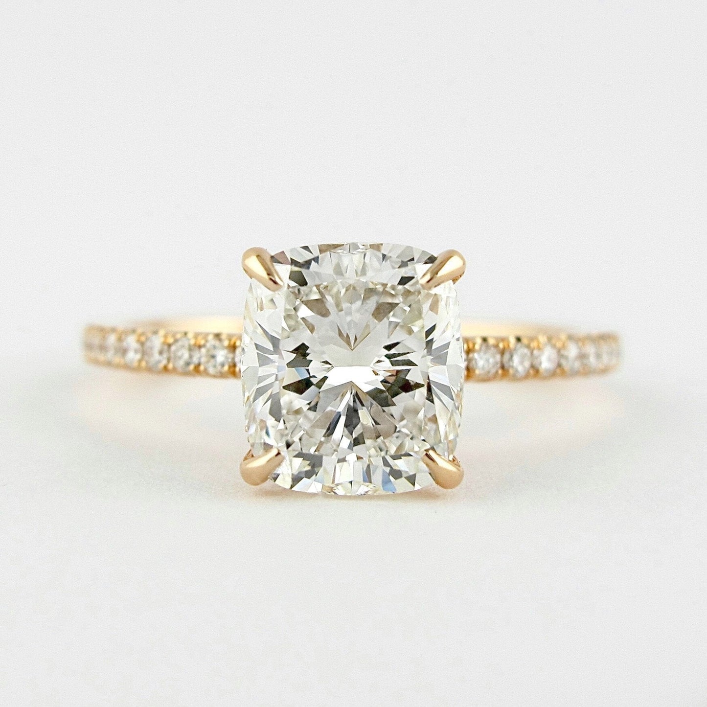 1.50CT Cushion Cut Hidden Halo Moissanite Diamond Engagement Ring