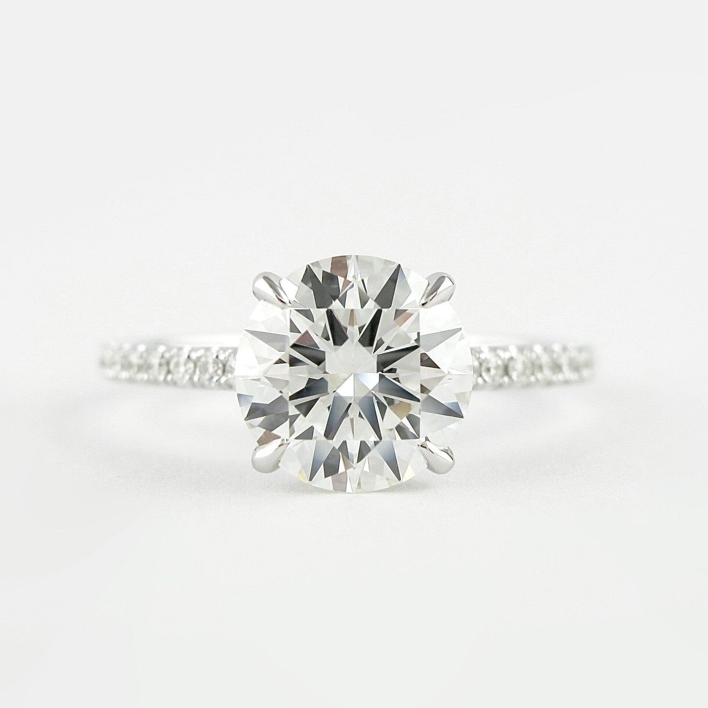1.0CT Round Cut Moissanite Hidden Halo Engagement Ring
