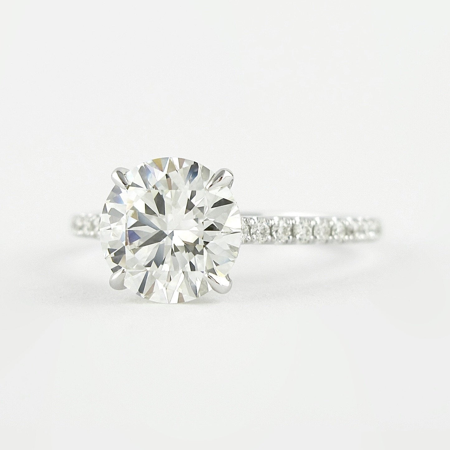 1.0CT Round Cut Moissanite Hidden Halo Engagement Ring