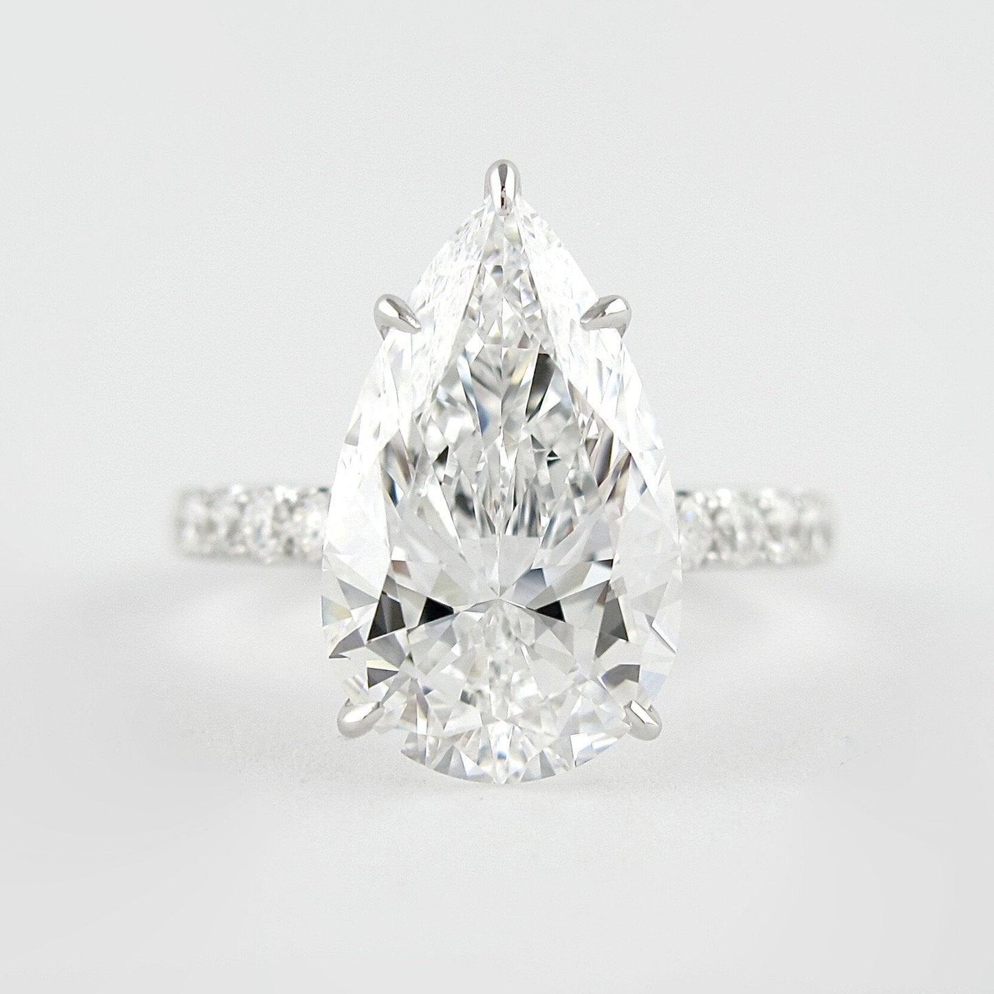 2.10 CT Pear Cut Hidden Halo Moissanite Engagement Ring