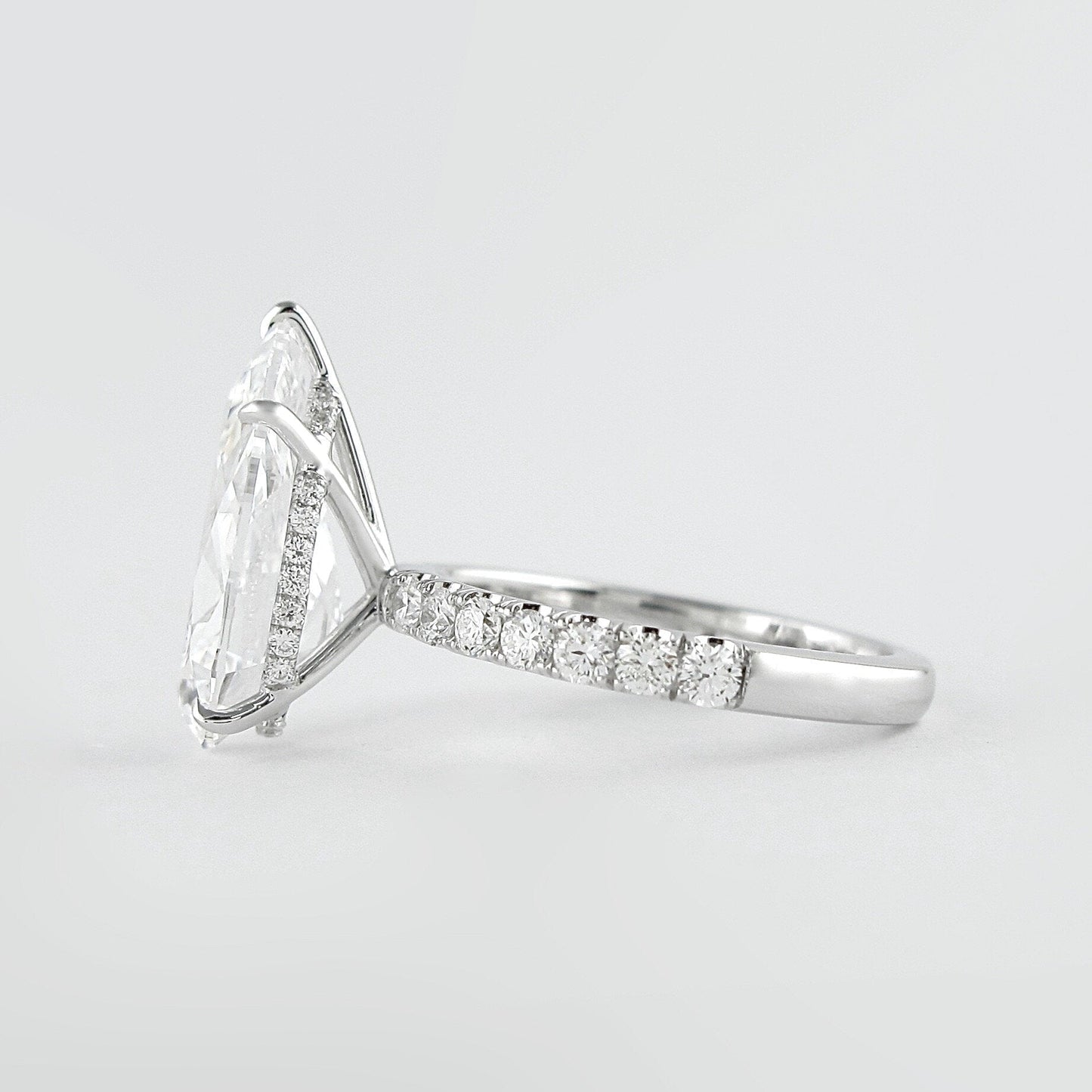 2.10CT Pear Cut Hidden Halo Moissanite Diamond Engagement Ring