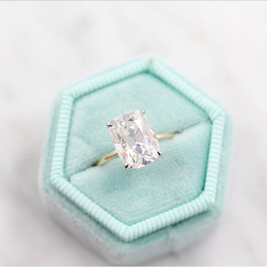 3.5ct Elongated Cushion Cut Moissanite Diamond Engagement Ring