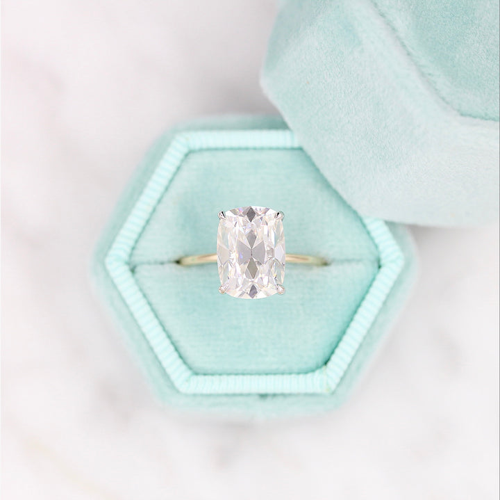 3.5ct Elongated Cushion Cut Moissanite Diamond Engagement Ring