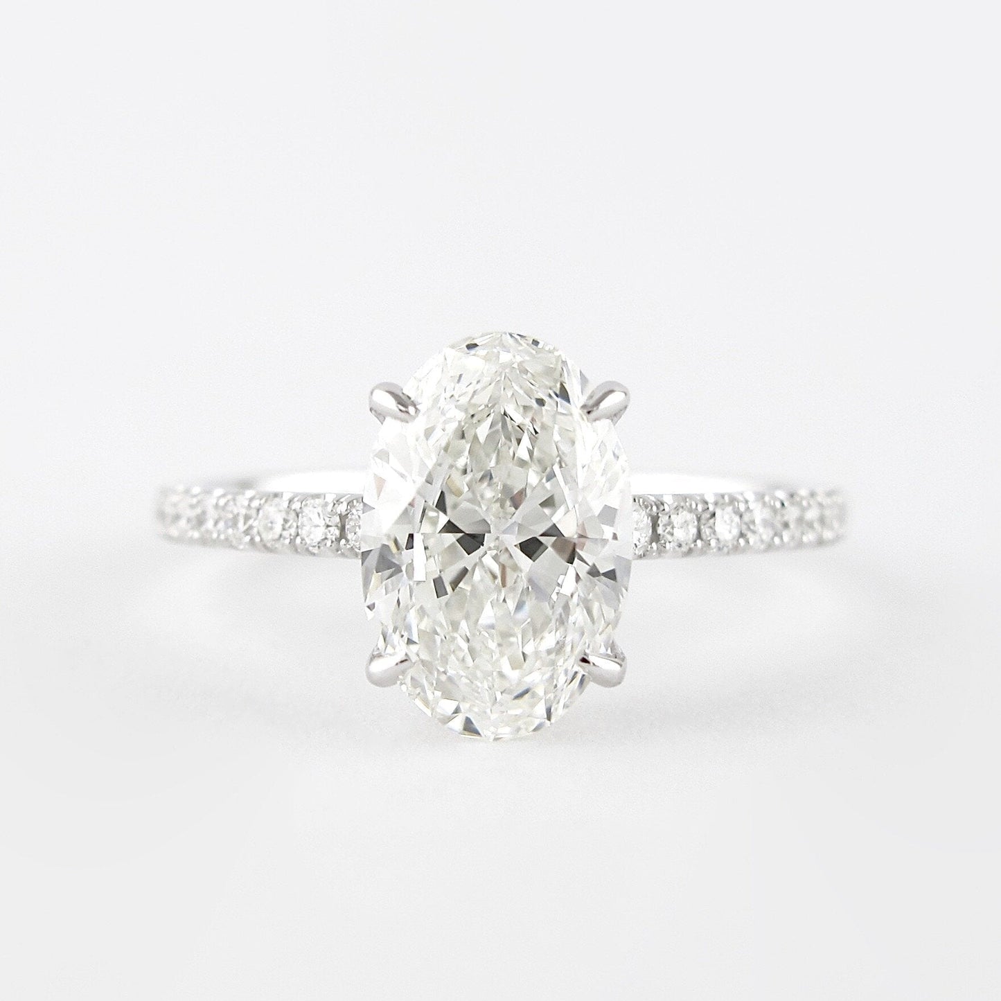 1.91CT Oval Cut Hidden Halo Four Prongs Moissanite Diamond Engagement Ring