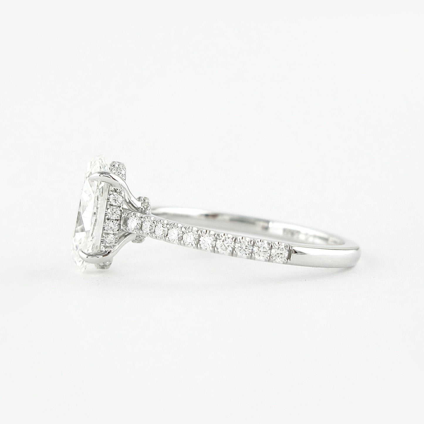 1.91CT Oval Cut Hidden Halo Four Prongs Moissanite Diamond Engagement Ring
