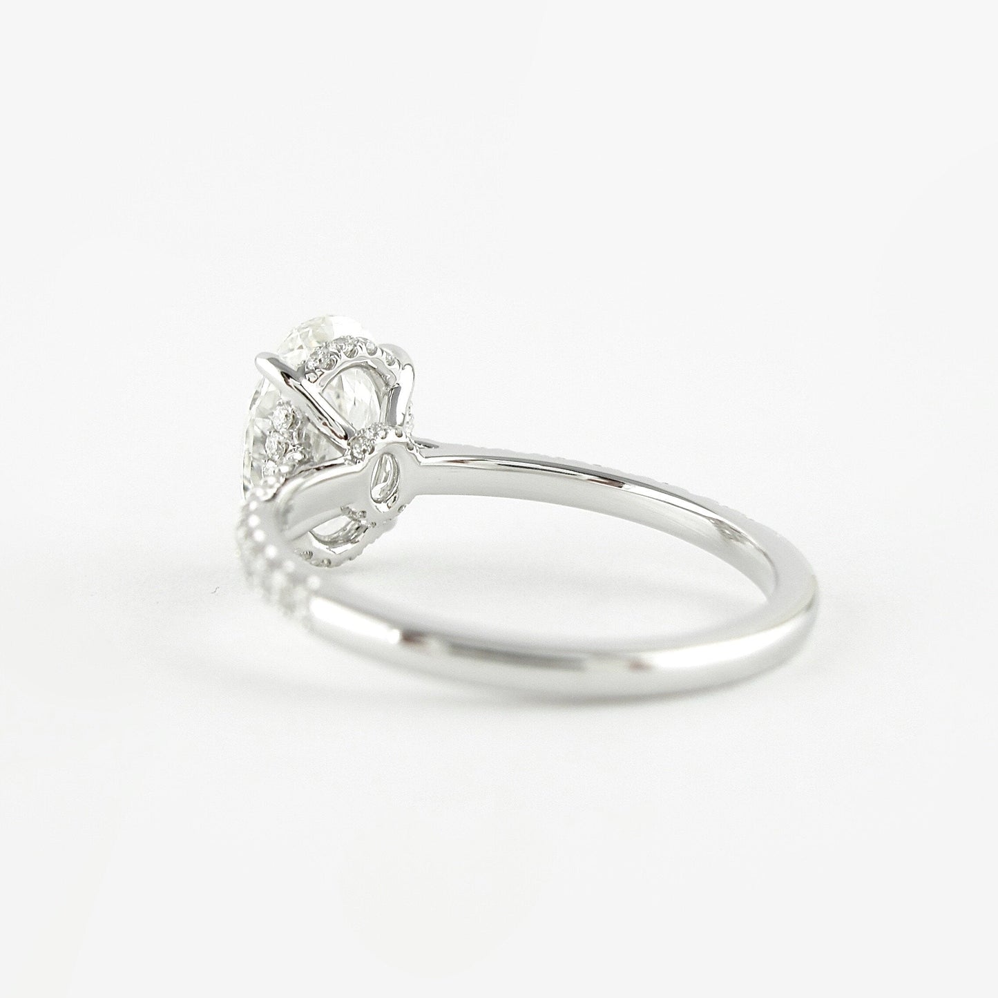 1.91CT Oval Cut Hidden Halo Four Prongs Moissanite Diamond Engagement Ring