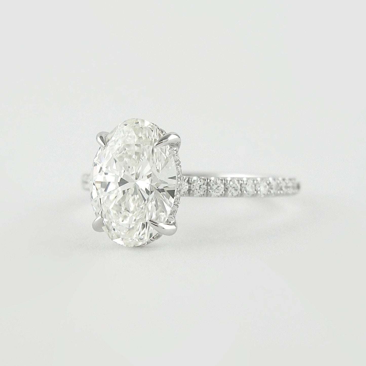 1.33CT Oval Cut Hidden Halo Moissanite Diamond Engagement Ring