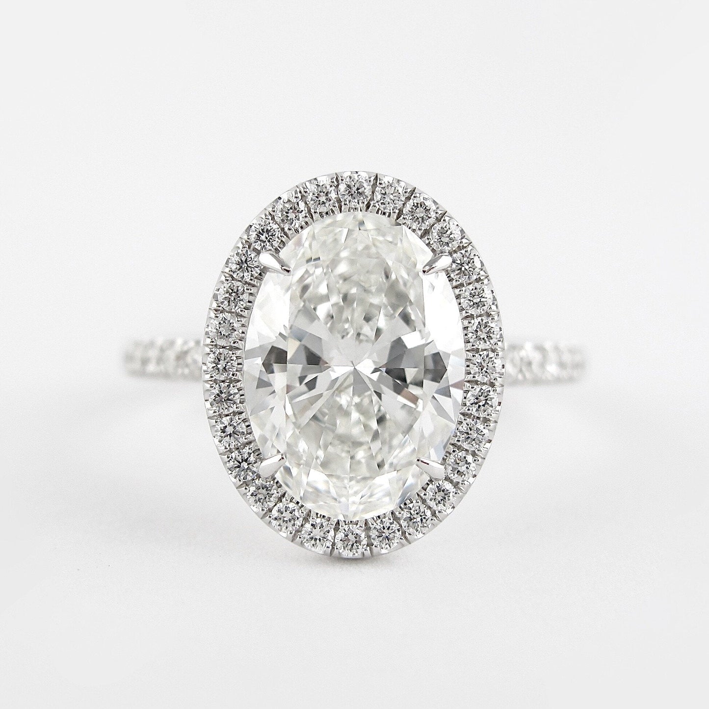 1.91CT Elongated Oval Cut Halo Four Prongs Moissanite Diamond Engagement Ring