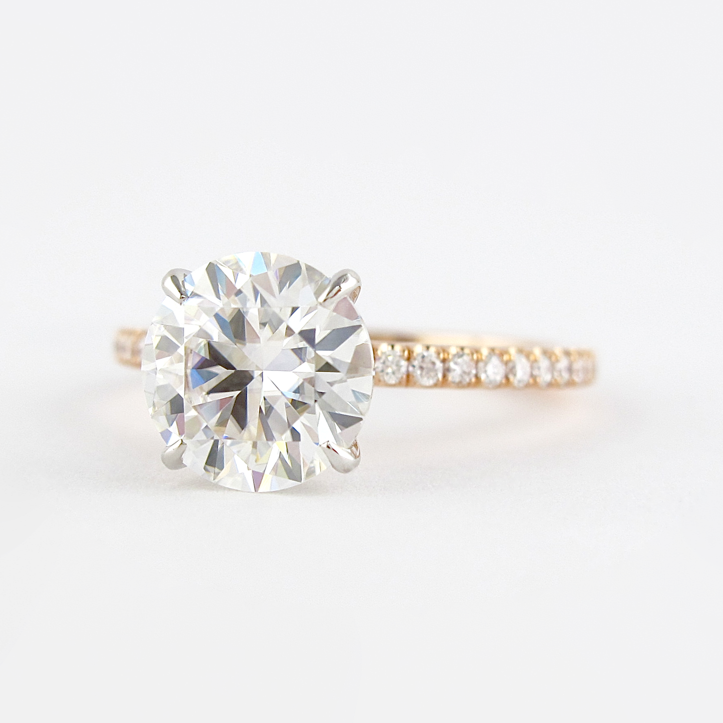 1.50CT Round Cut Hidden Halo 4 Prongs Moissanite Solitaire Engagement Ring