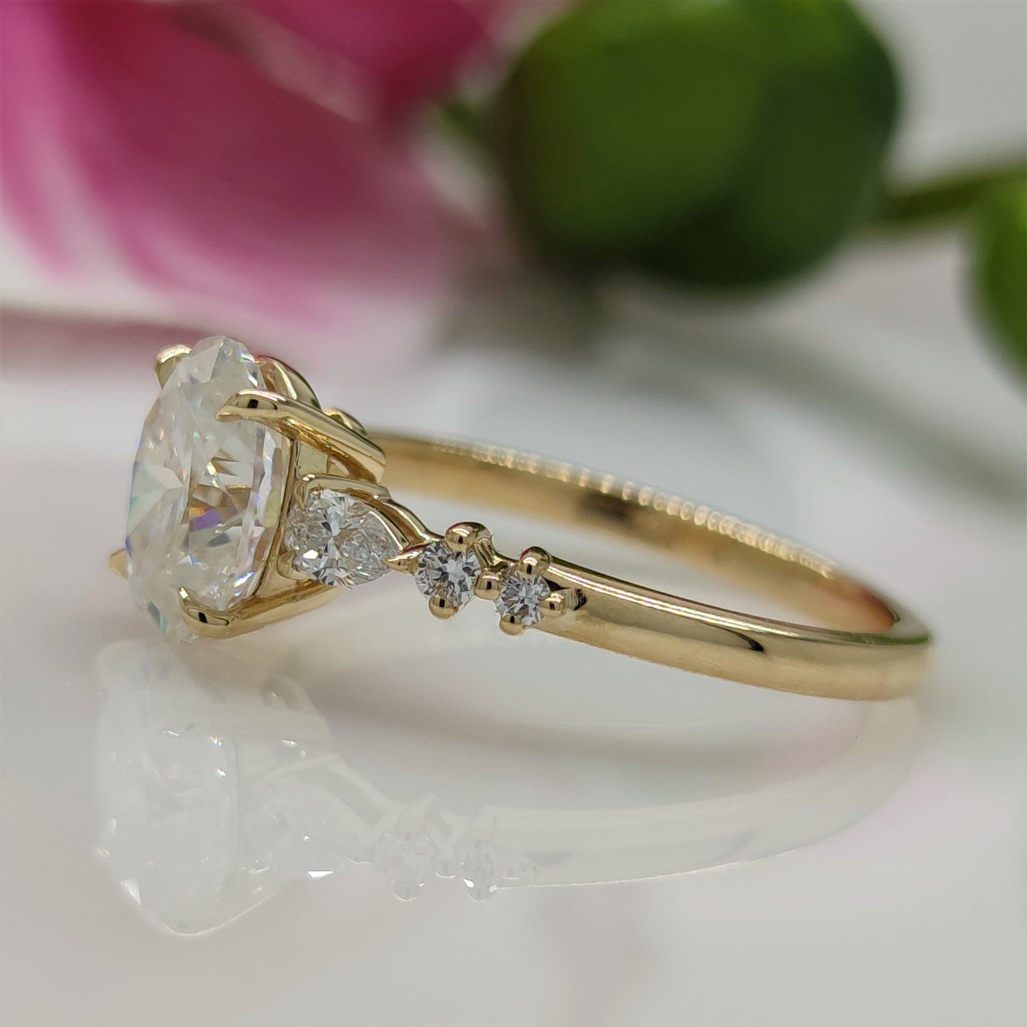 2.0ct Oval Cut Diamond Moissanite Engagement Ring