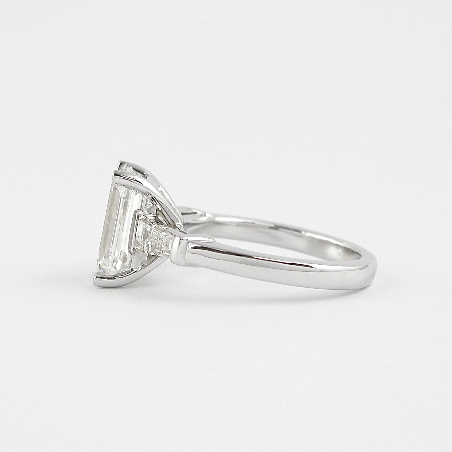 2.30CT Emerald Cut Baguette Moissanite Engagement Ring in 14K White Gold