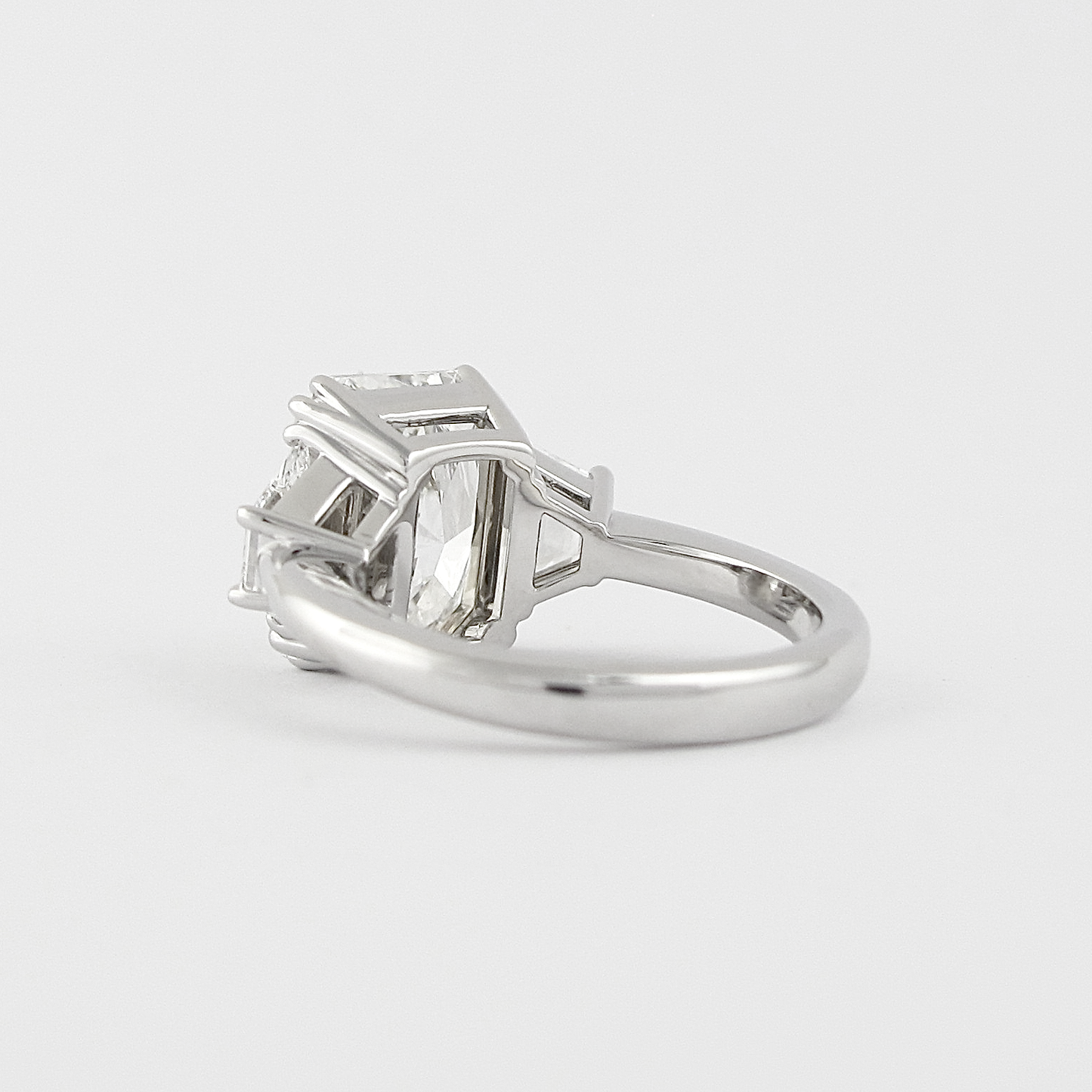 2.50CT Radiant Cut Trapezoid Moissanite 3 Stone Engagement Ring
