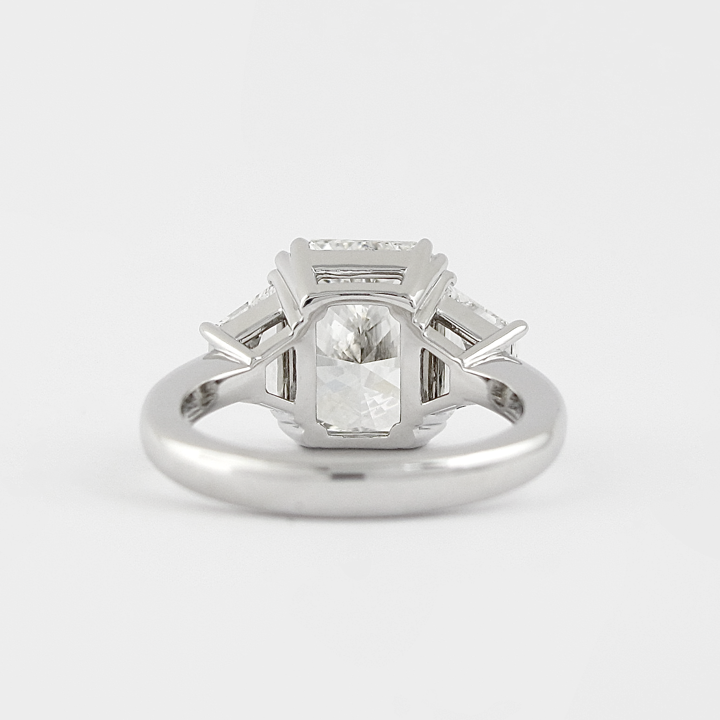 2.50CT Radiant Cut Trapezoid Moissanite 3 Stone Engagement Ring