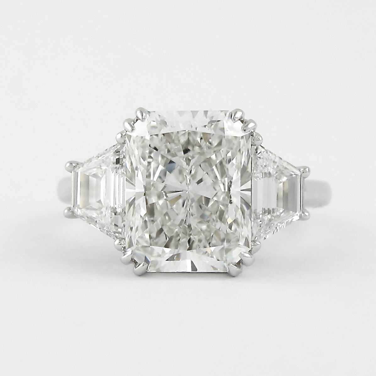 2.50CT Radiant Cut Trapezoid Moissanite 3 Stone Engagement Ring