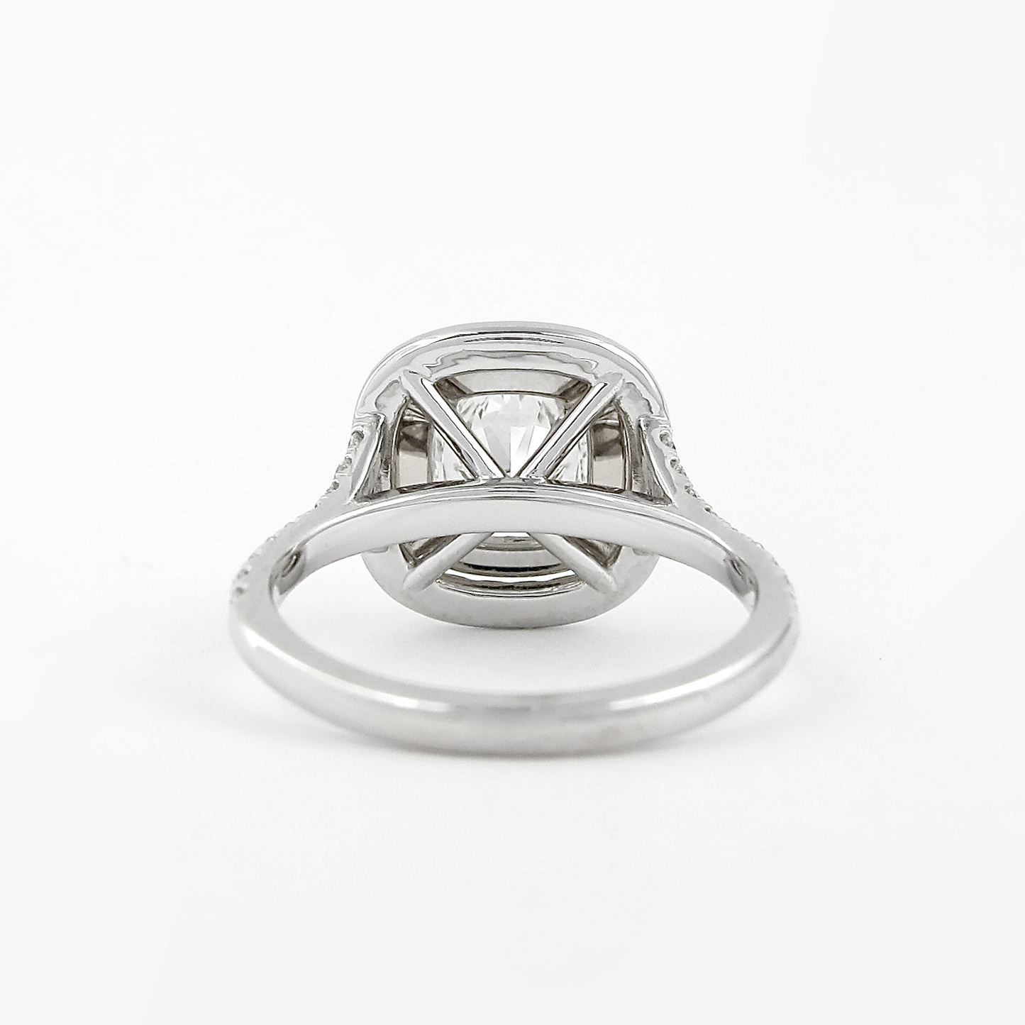 0.95CT Cushion Cut Double Halo Moissanite Engagement Ring