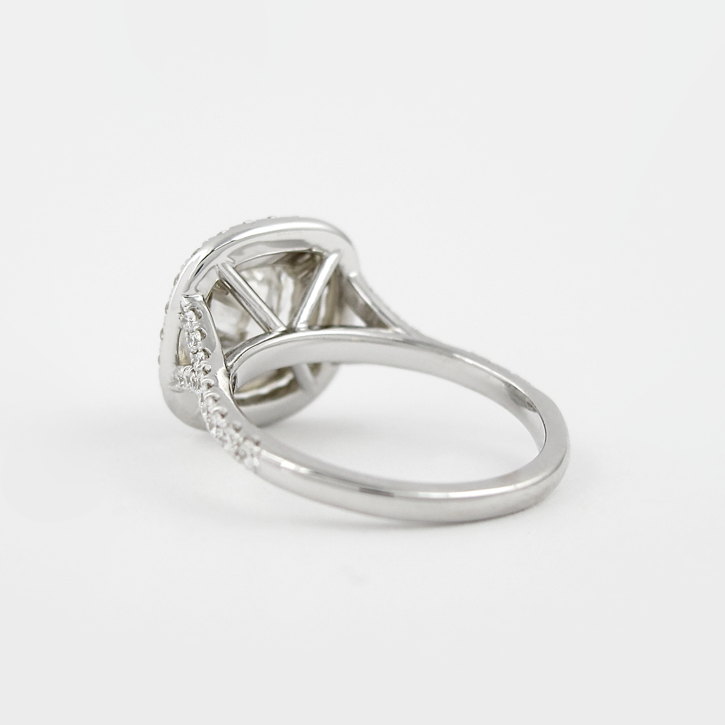 0.95CT Cushion Cut Double Halo Moissanite Engagement Ring