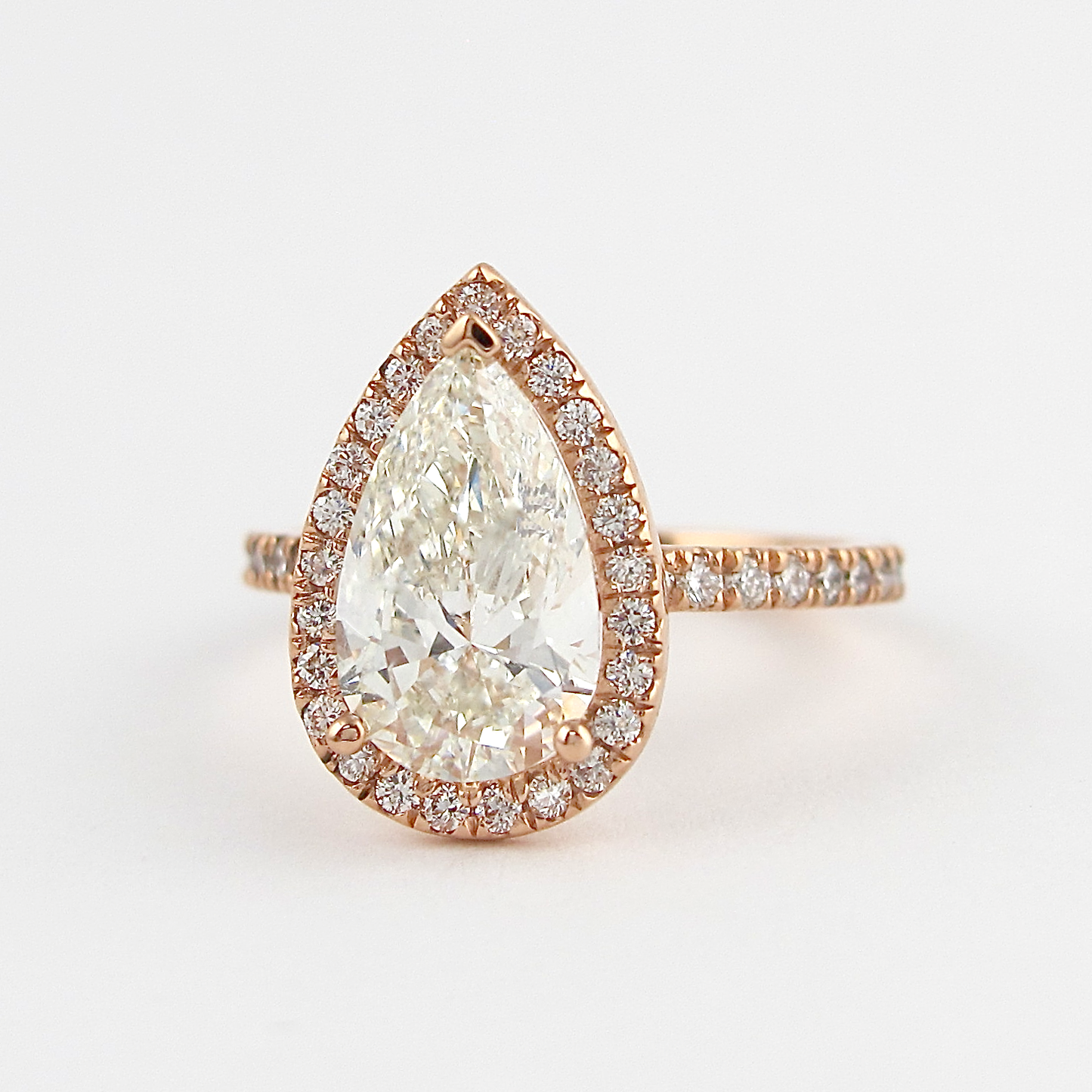 2.10CT Pear Cut Moissanite Double Halo Engagement Ring