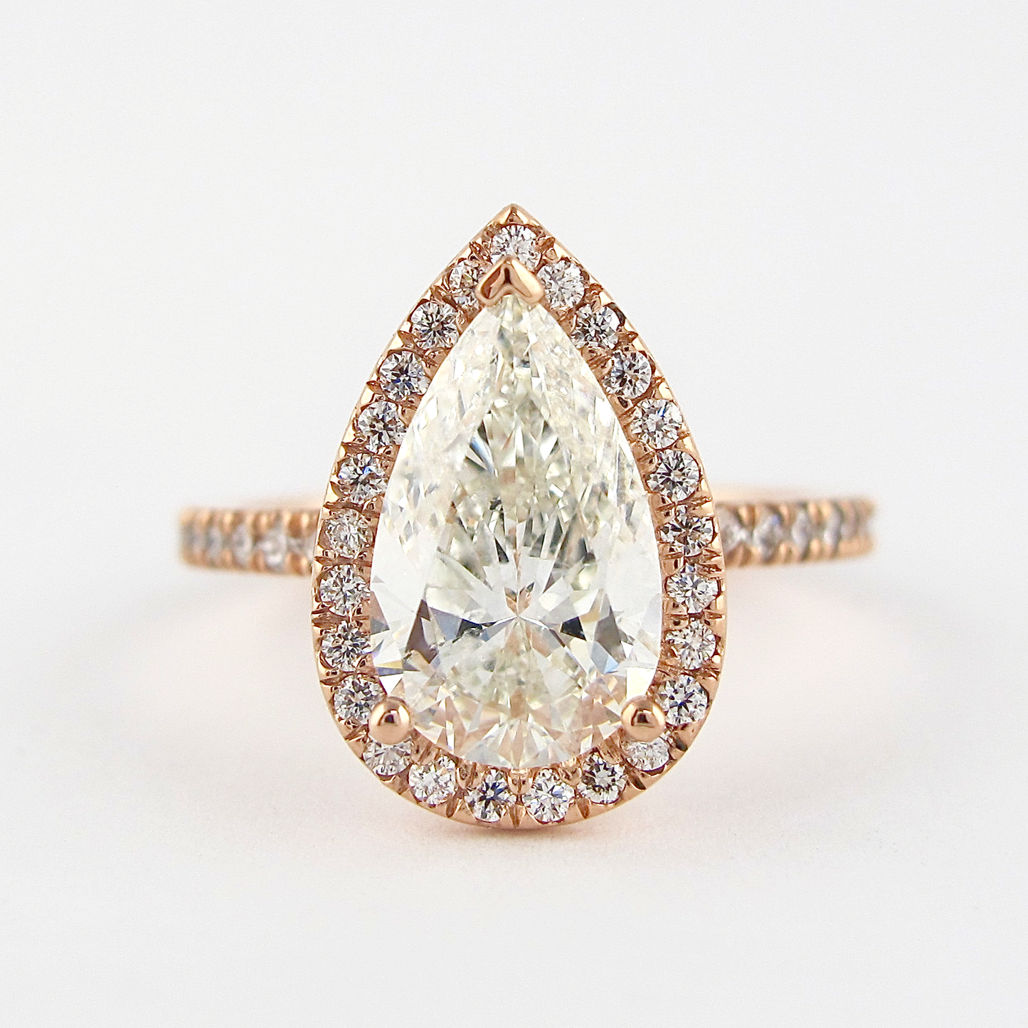 2.10CT Pear Cut Moissanite Double Halo Engagement Ring