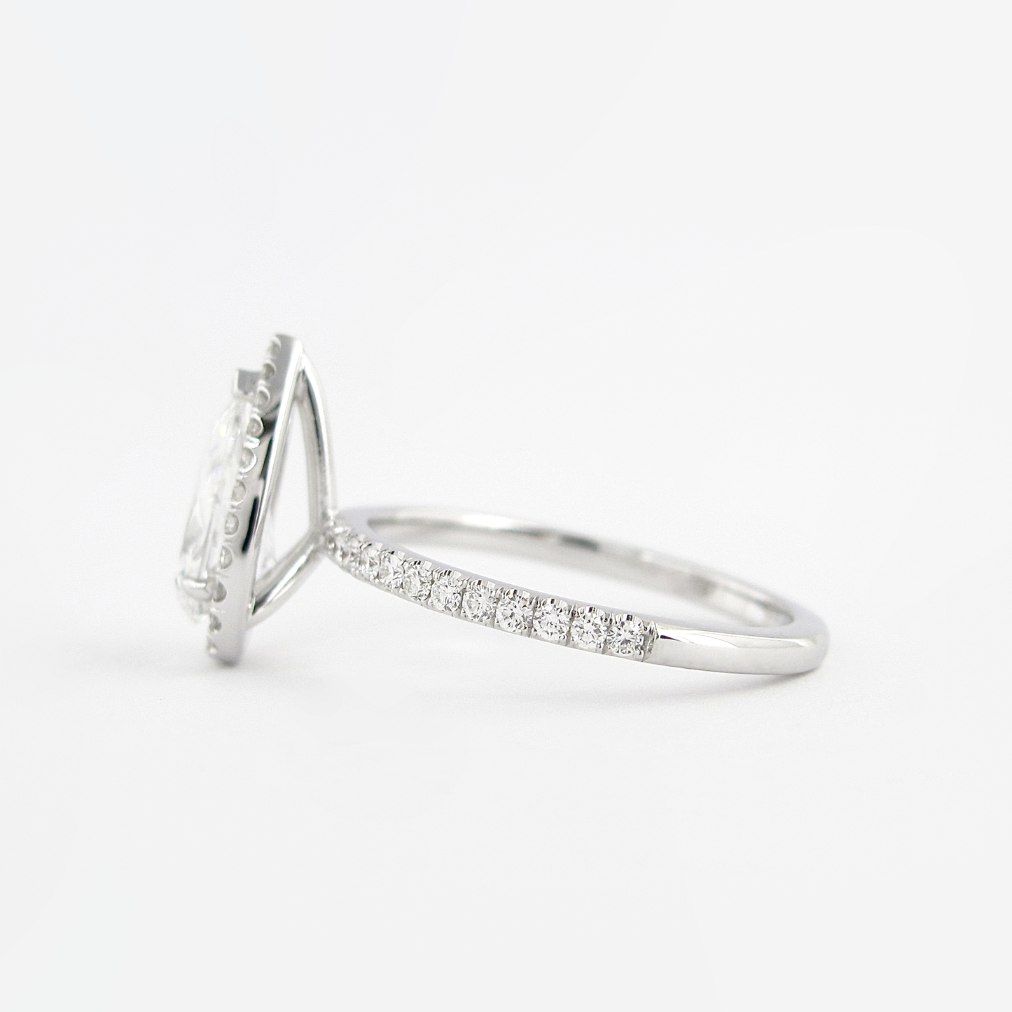 1.50CT Pear Cut Halo Moissanite Diamond Engagement Ring