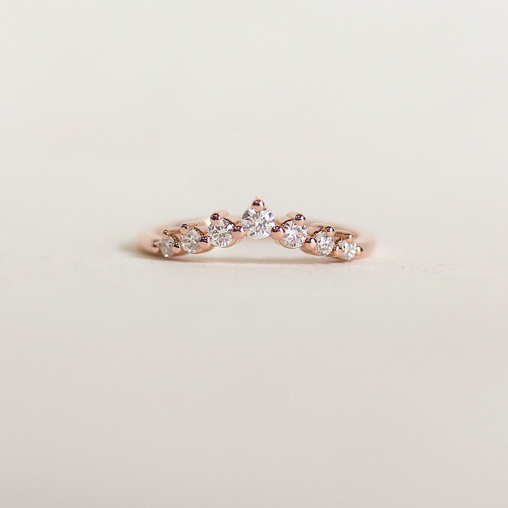 0.18 TCW Round Moissanite Curved Wedding Band