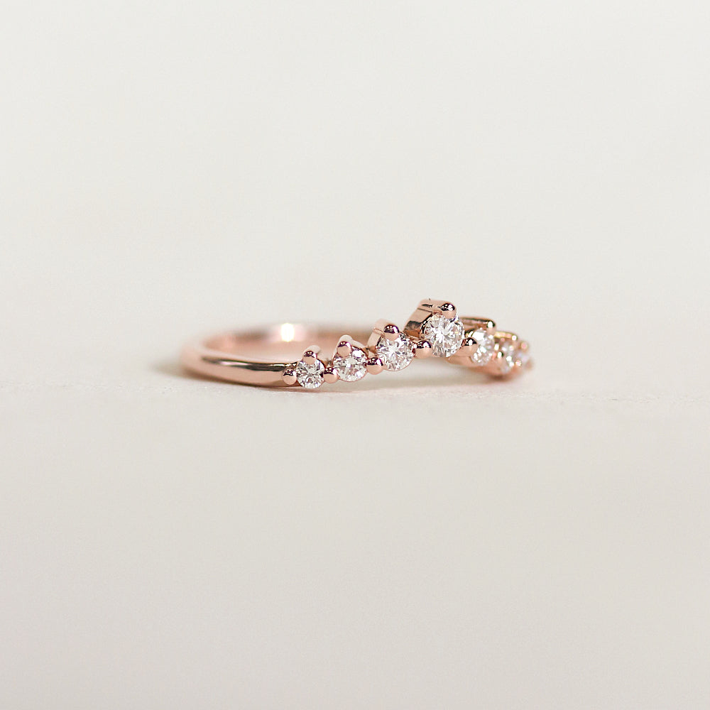 0.18 TCW Round Moissanite Curved Wedding Band