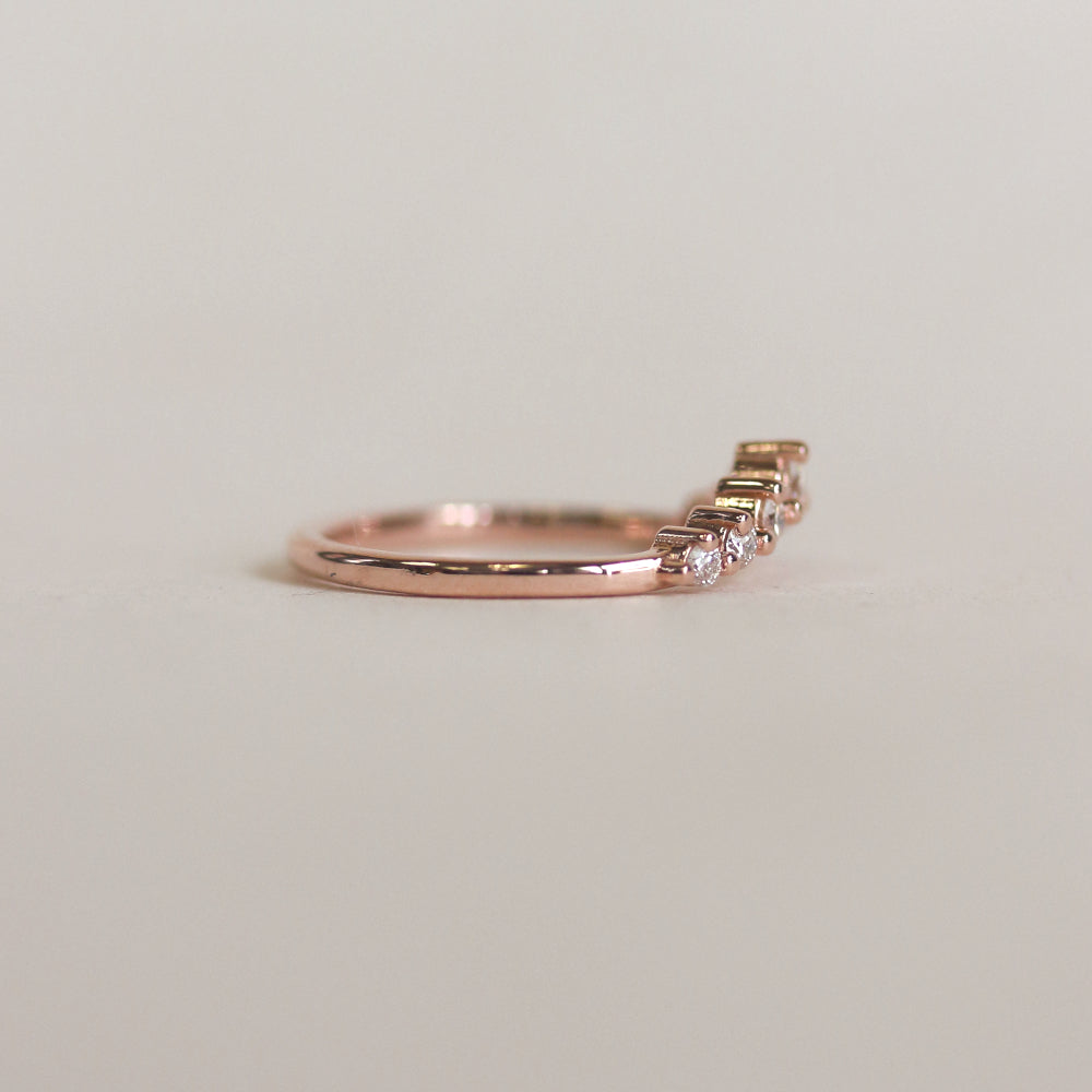 0.18 TCW Round Moissanite Curved Wedding Band