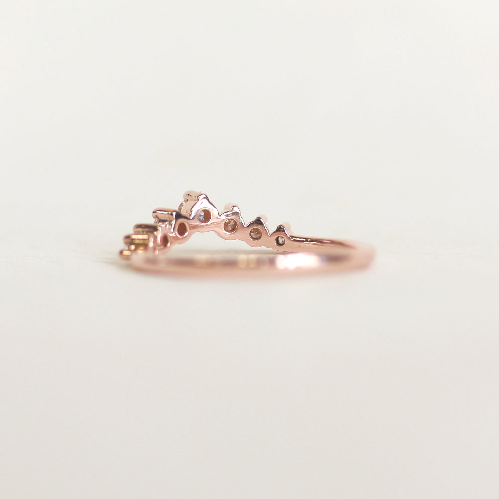 0.18 TCW Round Moissanite Curved Wedding Band