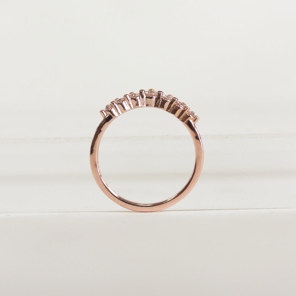 0.18 TCW Round Moissanite Curved Wedding Band