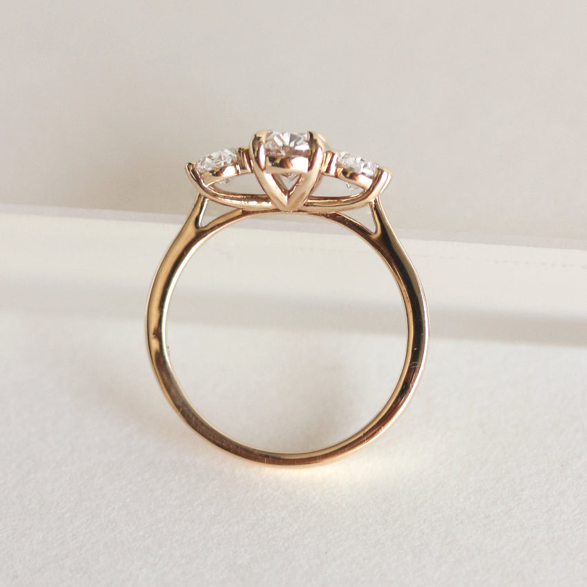 1.10 CT Oval Moissanite Three Stone Engagement Ring