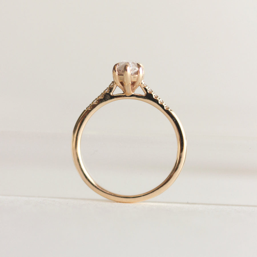 0.90 CT Marquise Moissanite Pave Setting Engagement Ring