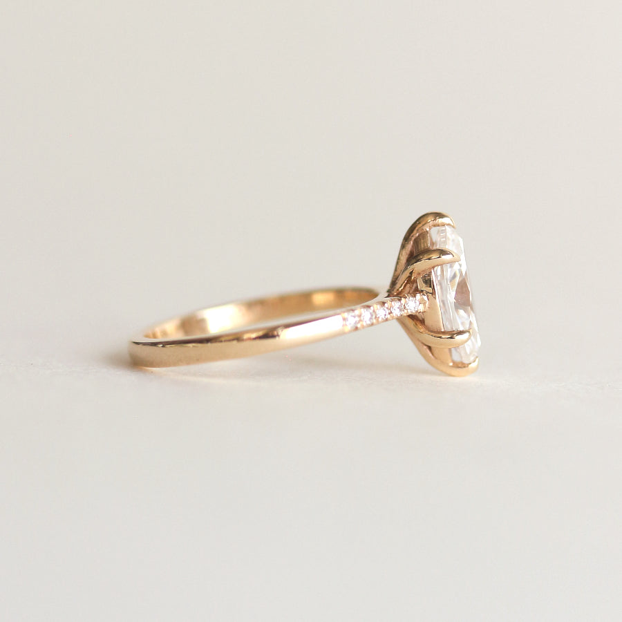 0.90 CT Marquise Moissanite Pave Setting Engagement Ring