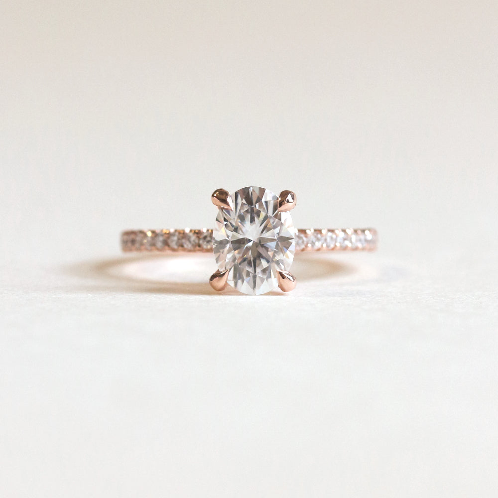 1.30 CT Oval Moissanite Pave Setting Engagement Ring