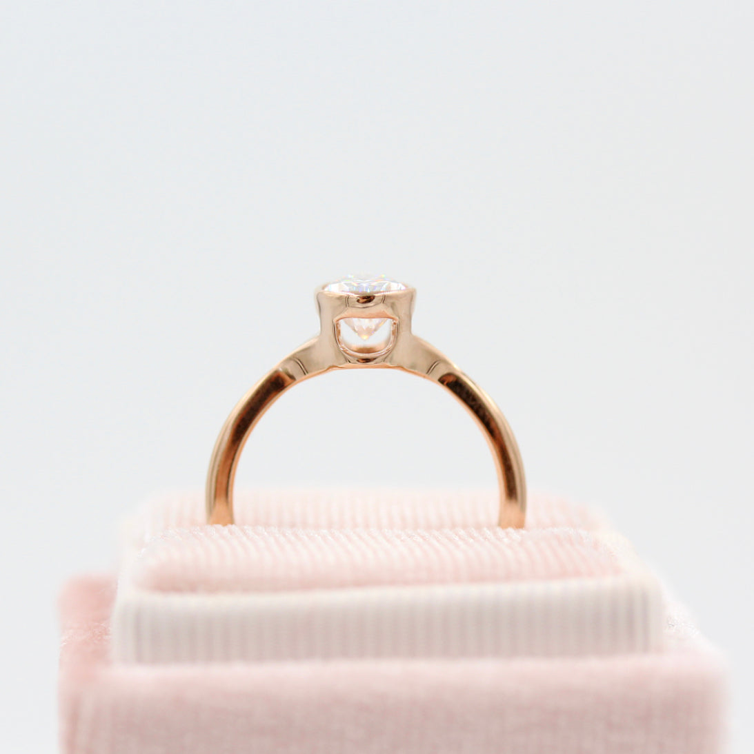 1ct Pear Cut Bezel Moissanite Diamond Engagement Ring