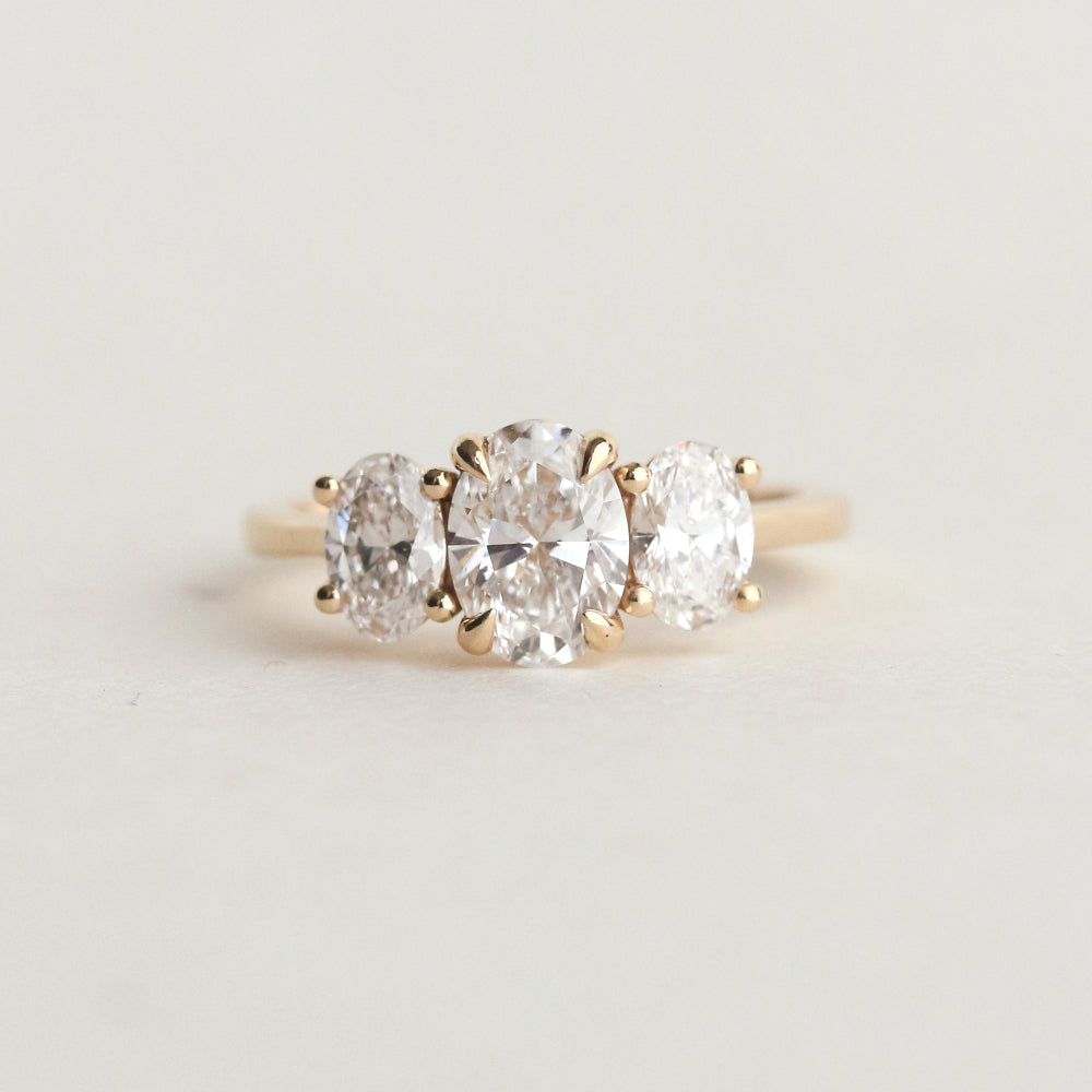 1.10 CT Oval Moissanite Three Stone Engagement Ring