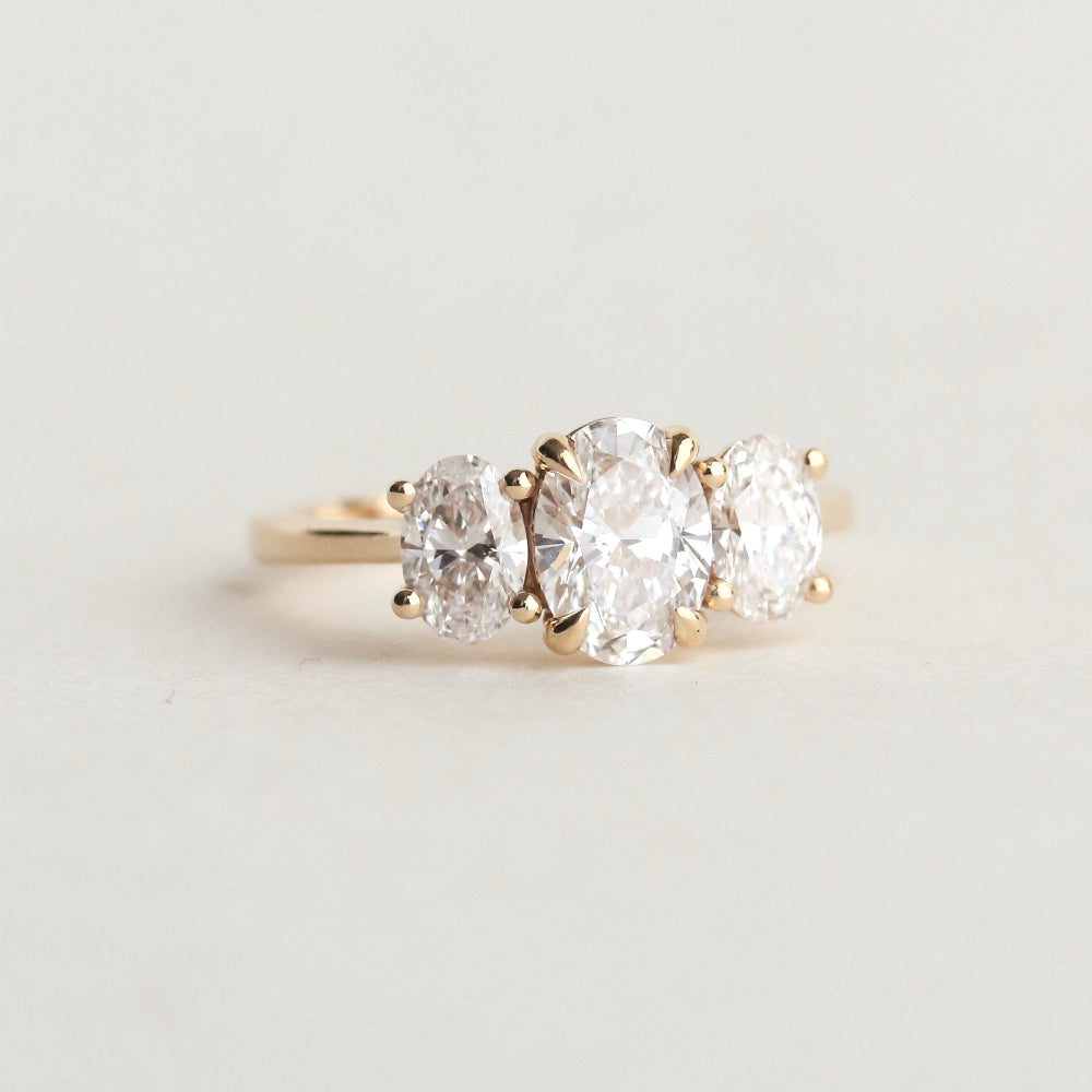 1.10 CT Oval Moissanite Three Stone Engagement Ring
