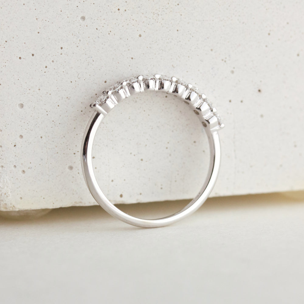 0.54 TCW Oval Moissanite Half Eternity Wedding Band