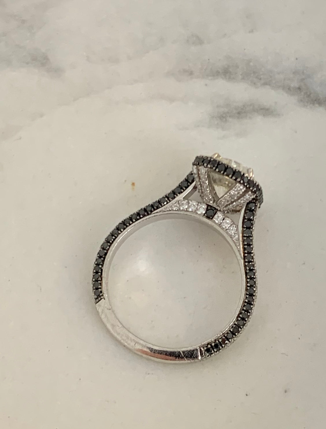 2.08ct Radiant Cut 3 Side Pave Moissanite Halo Diamond Engagement Ring