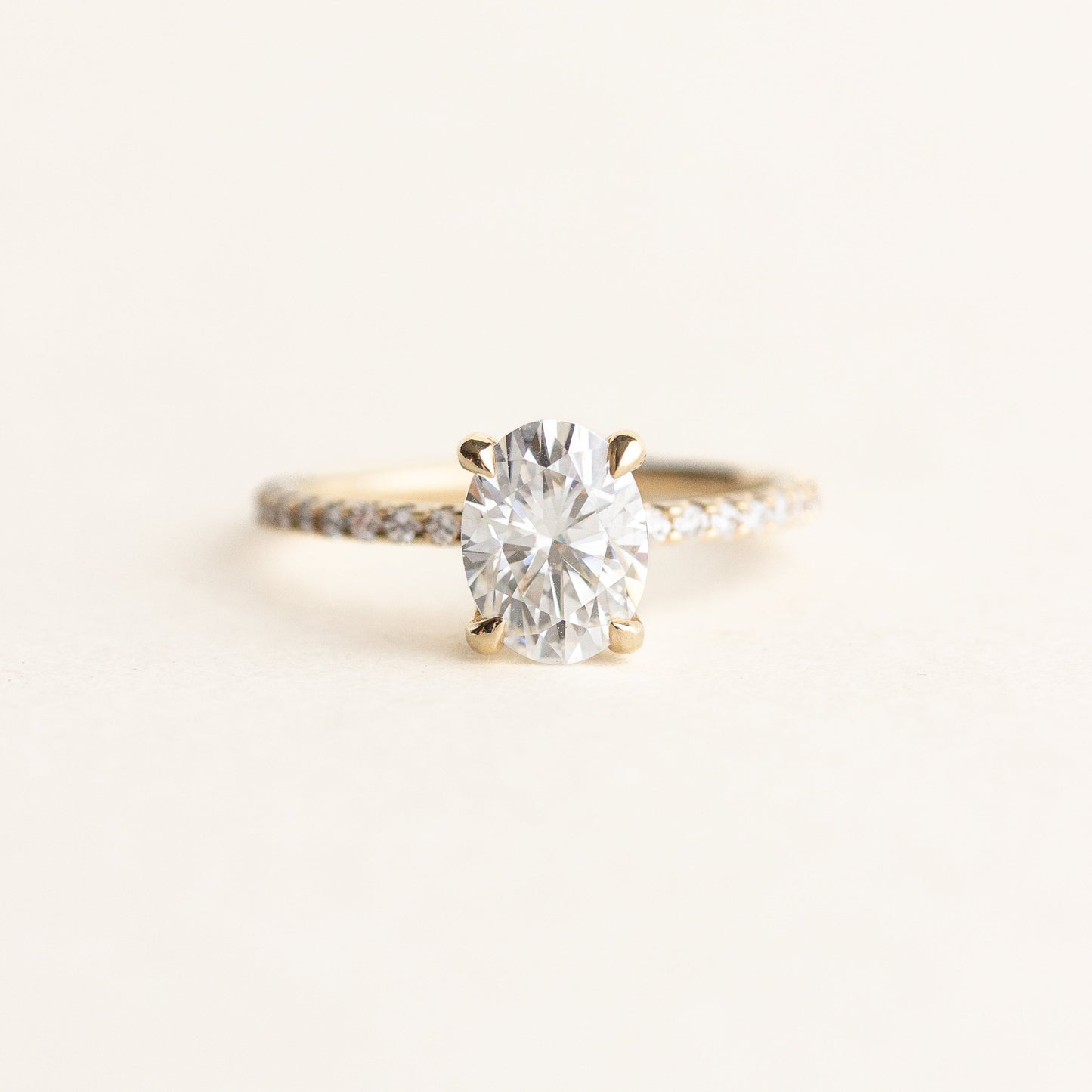 1.30 CT Oval Moissanite Pave Setting Engagement Ring