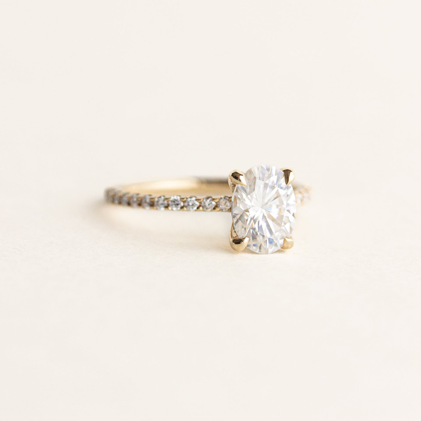 1.30 CT Oval Moissanite Pave Setting Engagement Ring
