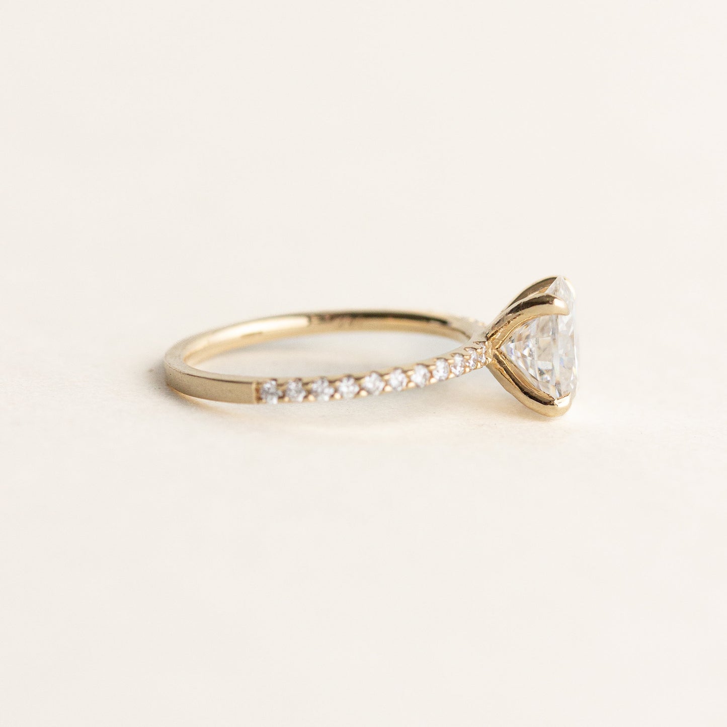 1.30 CT Oval Moissanite Pave Setting Engagement Ring