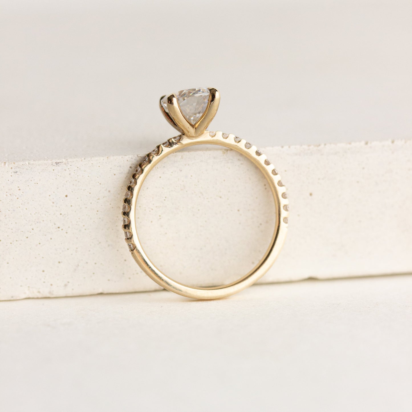 1.30 CT Oval Moissanite Pave Setting Engagement Ring
