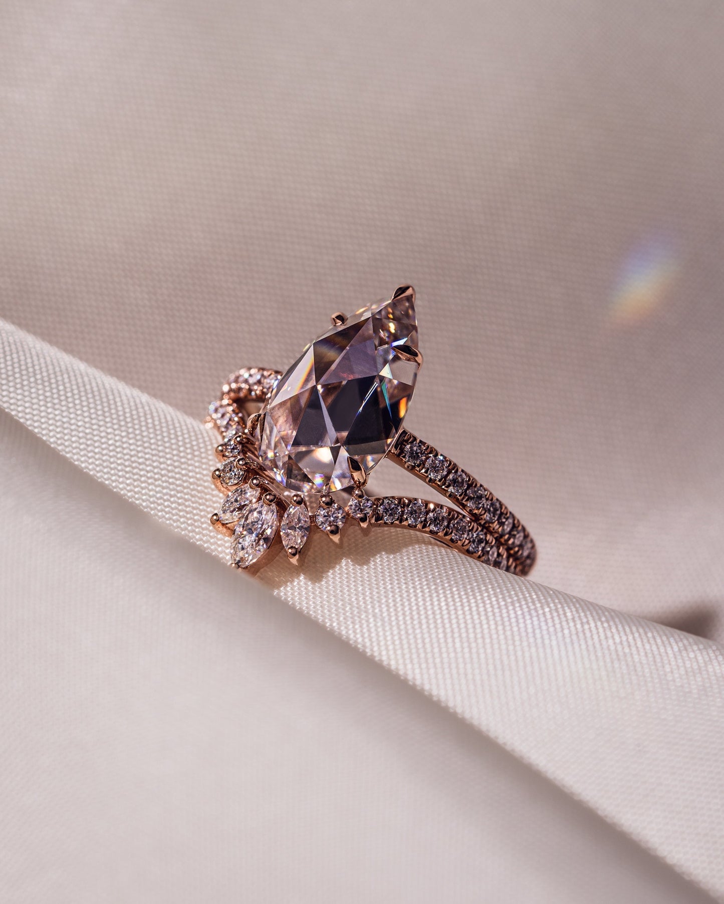 3.09 CT Pear Cut Moissanite Solitaire Bridal Ring Set