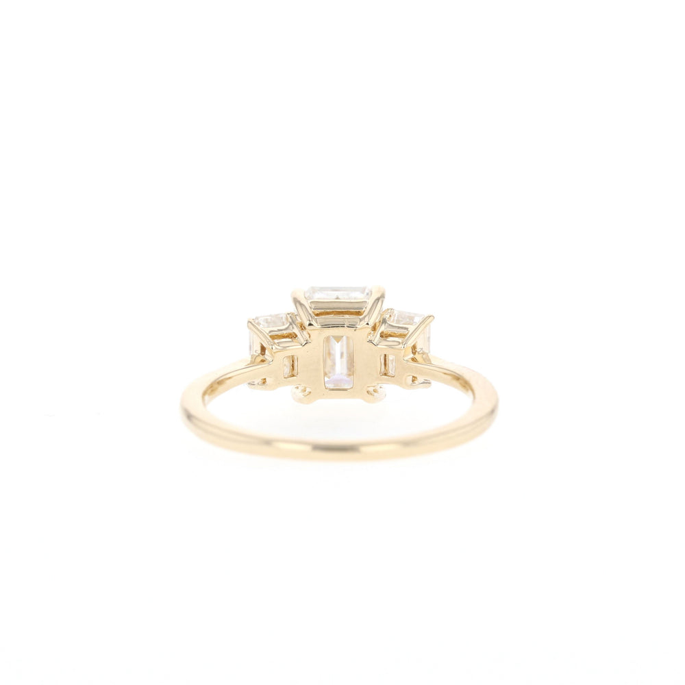 1.70CT Emerald Cut Moissanite Three Stone Diamond Engagement Ring
