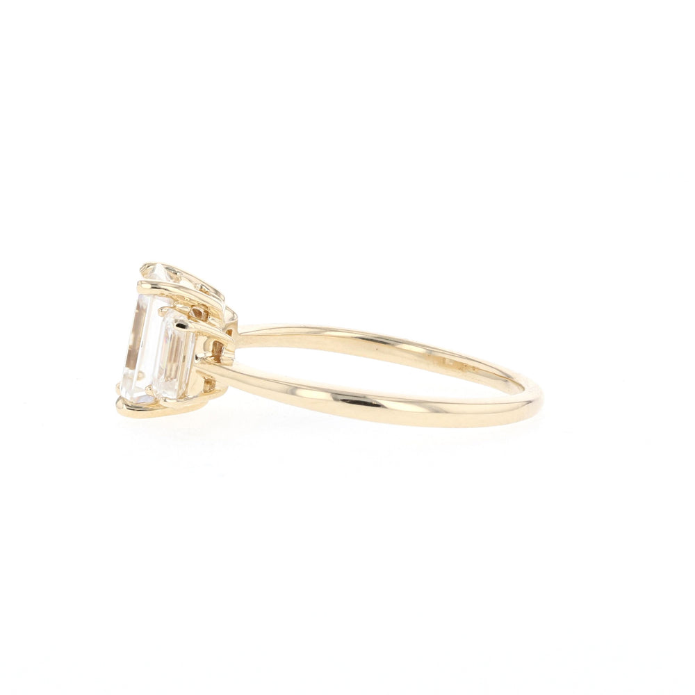 1.70CT Emerald Cut Moissanite Three Stone Diamond Engagement Ring