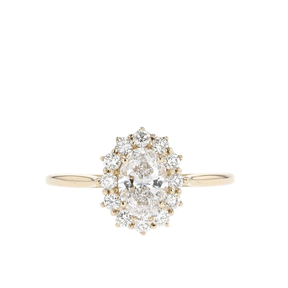 1.65CT Oval Halo Moissanite Solitaire Diamond Engagement Ring