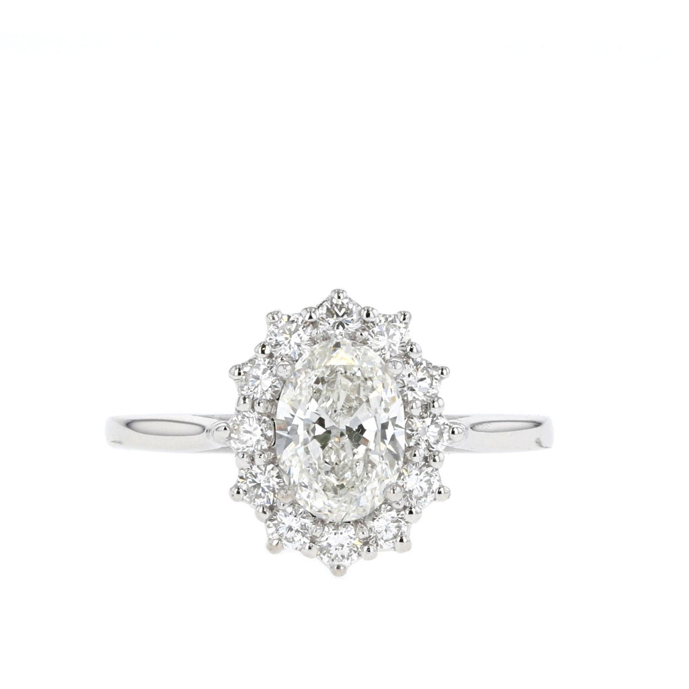 1.65CT Oval Halo Moissanite Solitaire Diamond Engagement Ring