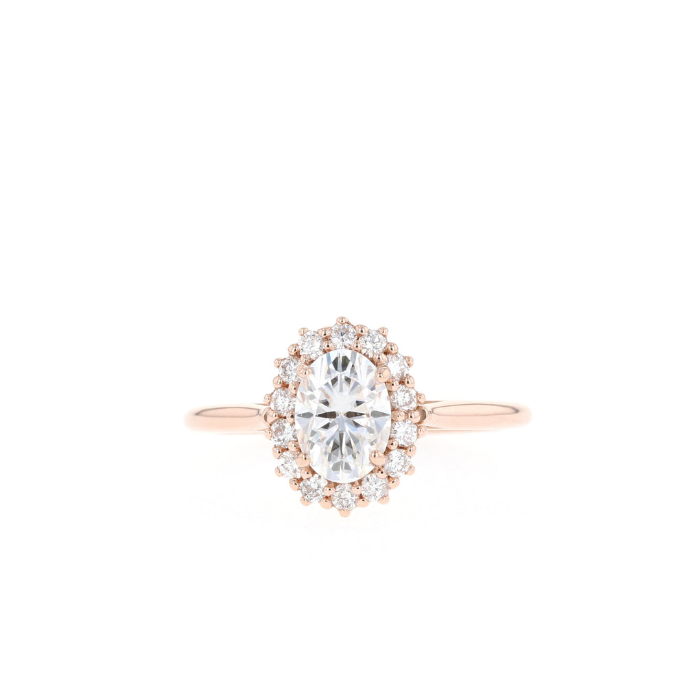 1.65CT Oval Halo Moissanite Solitaire Diamond Engagement Ring